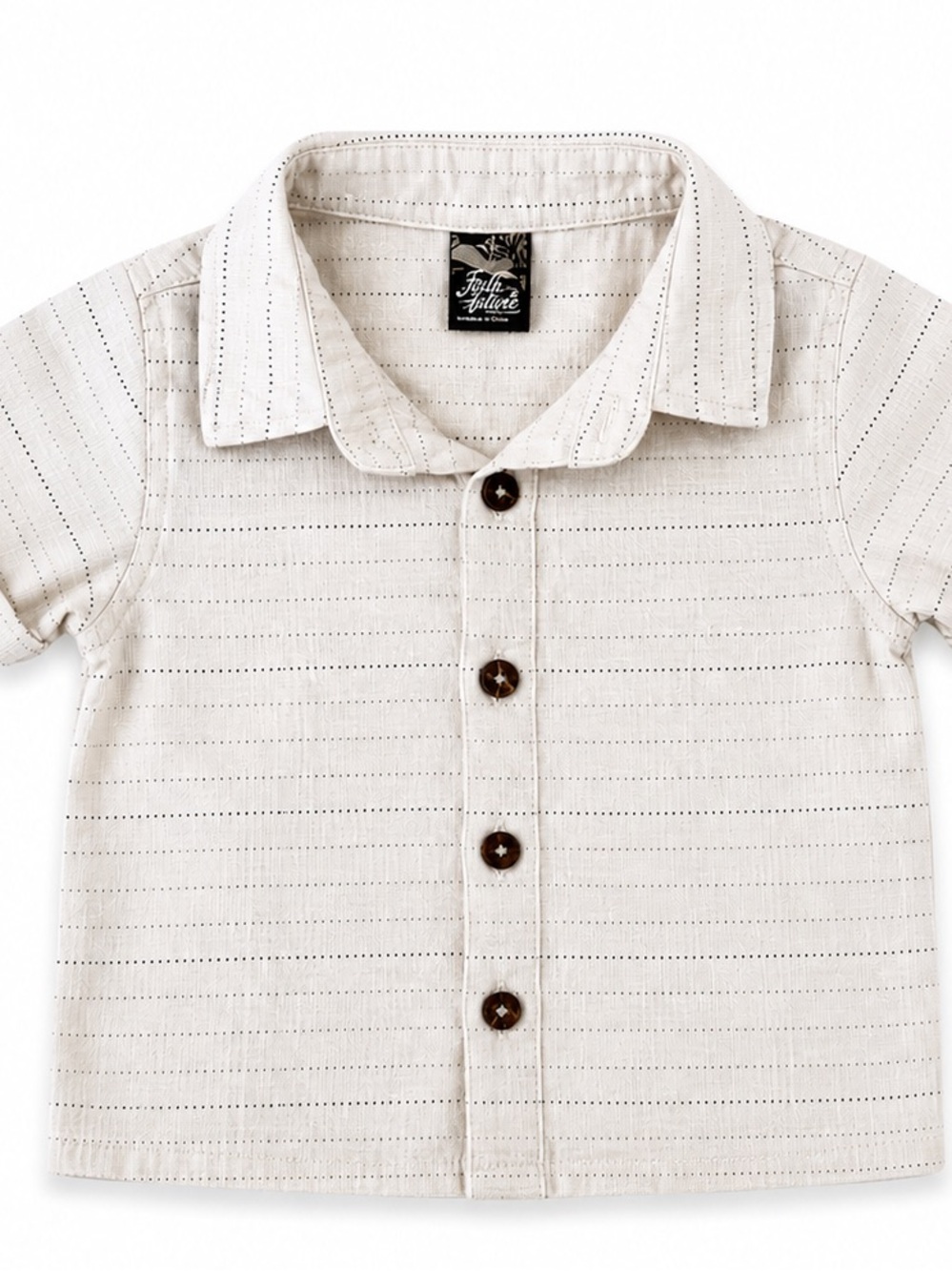 First Wave Cream Short Sleeve Button-Down Shirt - Picture 2 of 3